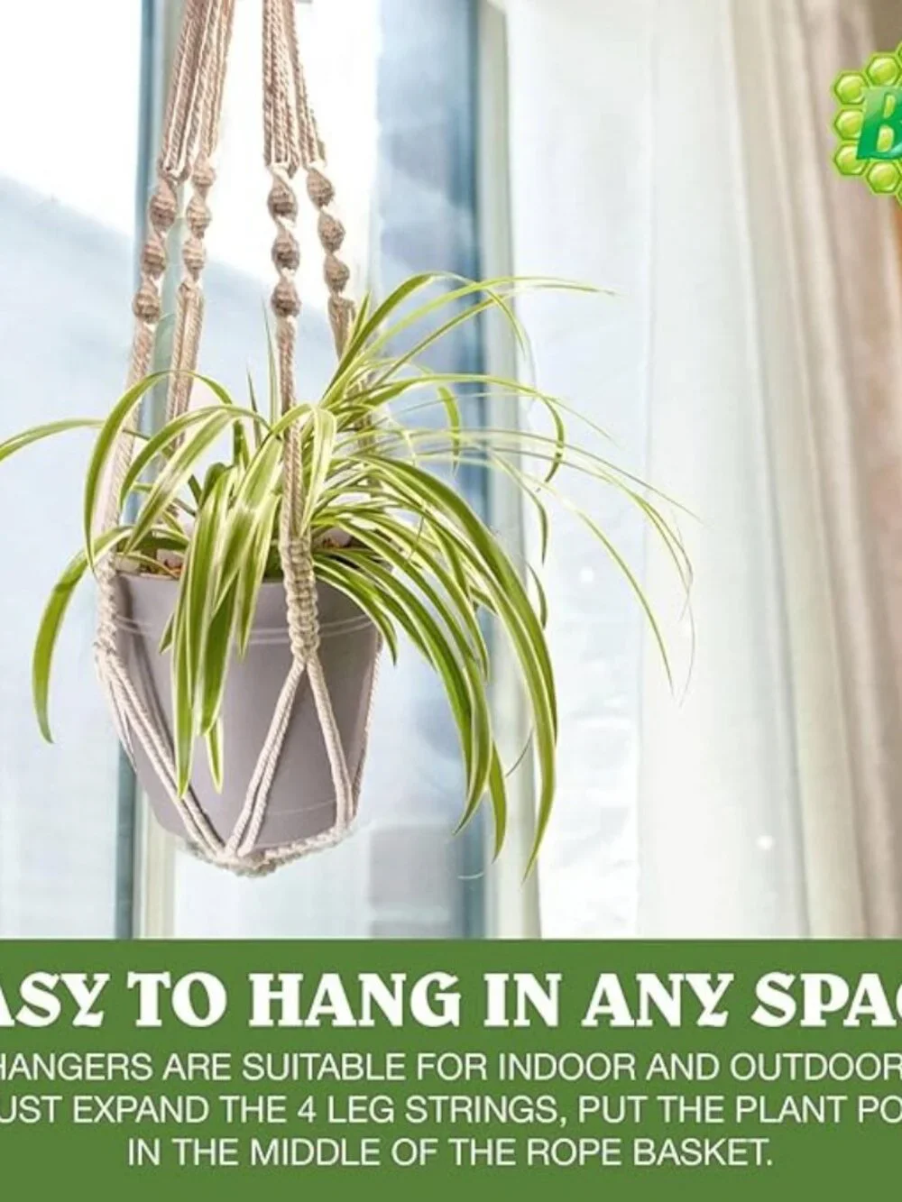 Macrame Plant Hanger with Short Rope - 23 Inch - Cotton Macrame Cord